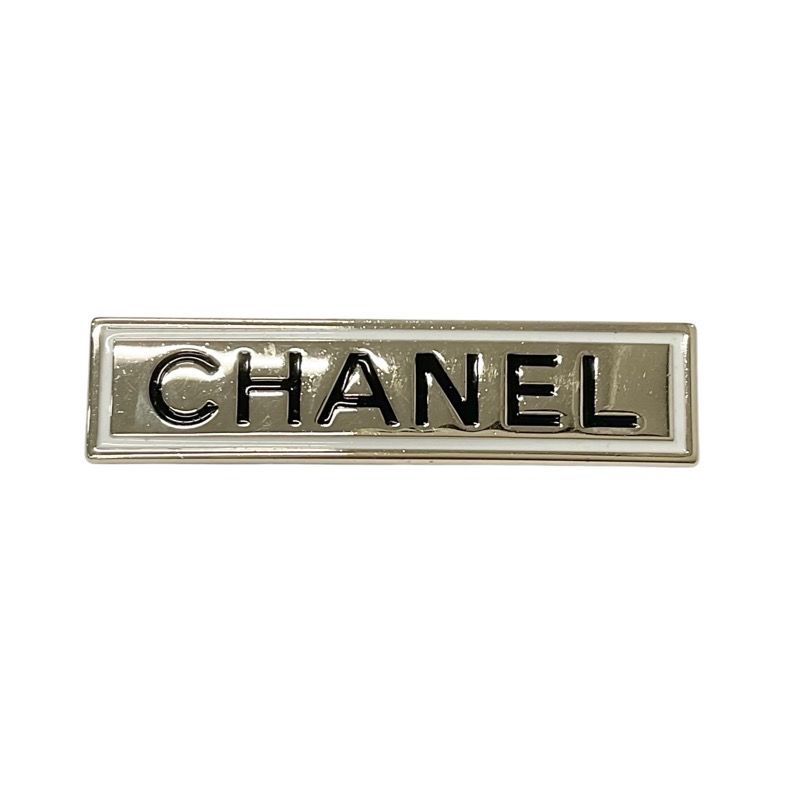 Chanel Brooch Corsage Gold Black White Logo