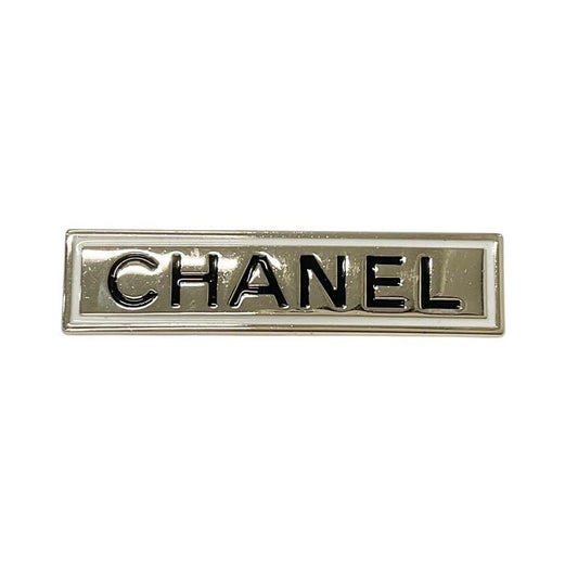 Chanel Brooch Corsage Gold Black White Logo
