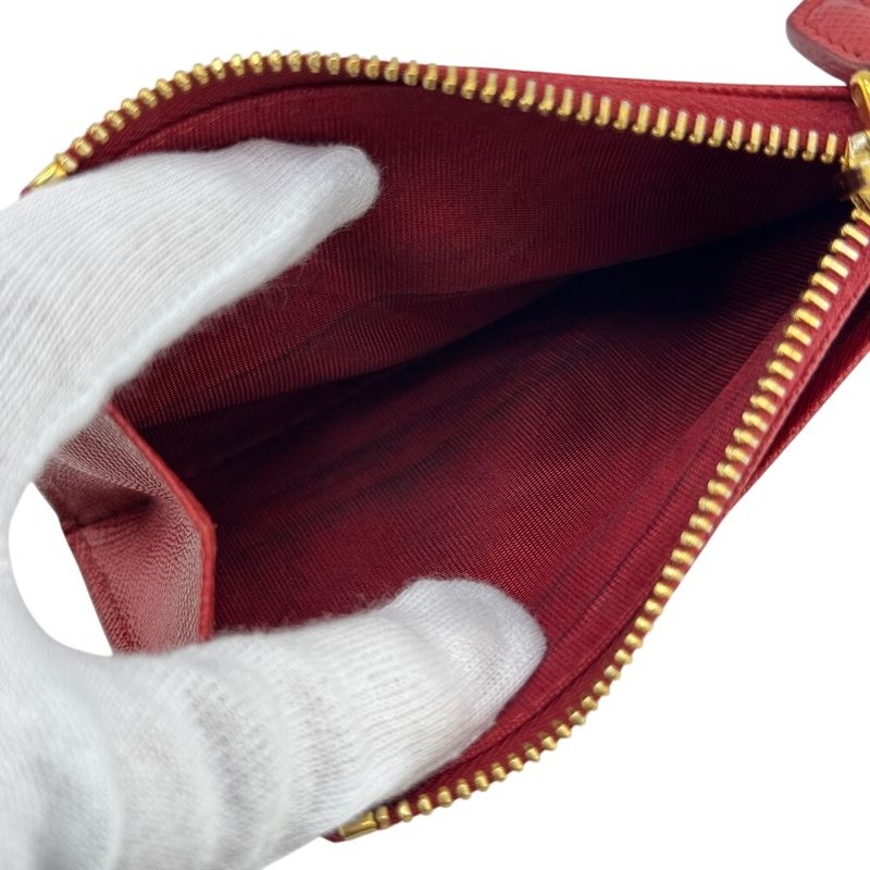 Prada 1mc026 Coin Case Coin Case Saffiano Card Case Wallet Brand Red Ladies