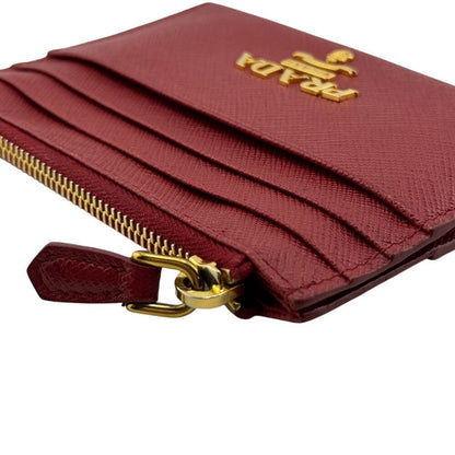 Prada 1mc026 Coin Case Coin Case Saffiano Card Case Wallet Brand Red Ladies