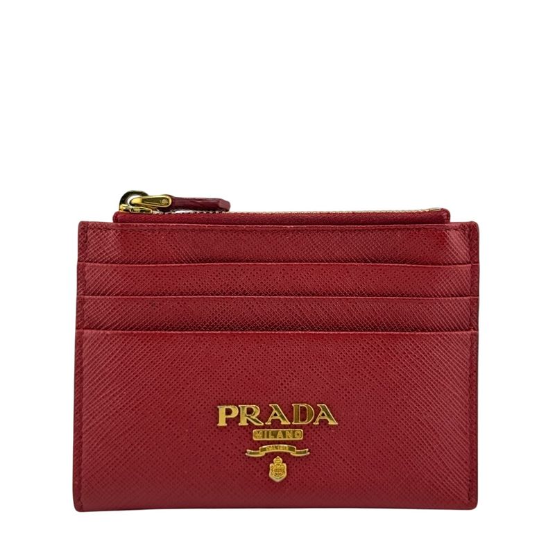 Prada 1mc026 Coin Case Coin Case Saffiano Card Case Wallet Brand Red Ladies