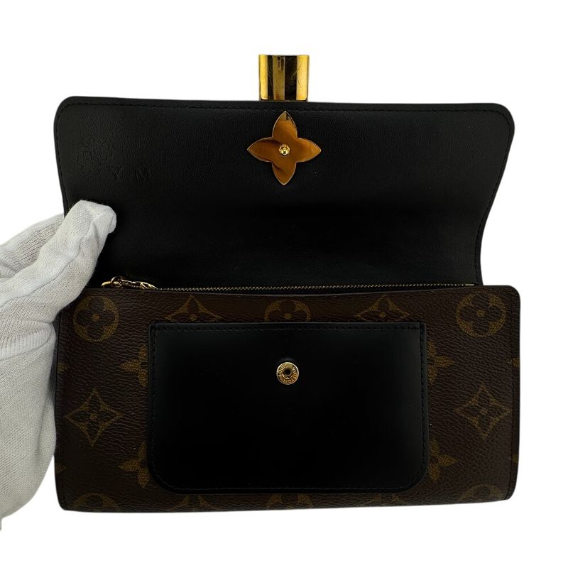 Louis Vuitton M62577 Portefeuille Flower Long Wallet Brown Women