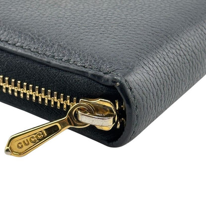 Gucci 570661 Round Zipper Zumi Long Wallet Black Unisex