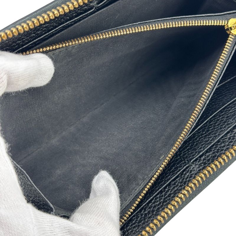 Gucci 570661 Round Zipper Zumi Long Wallet Black Unisex