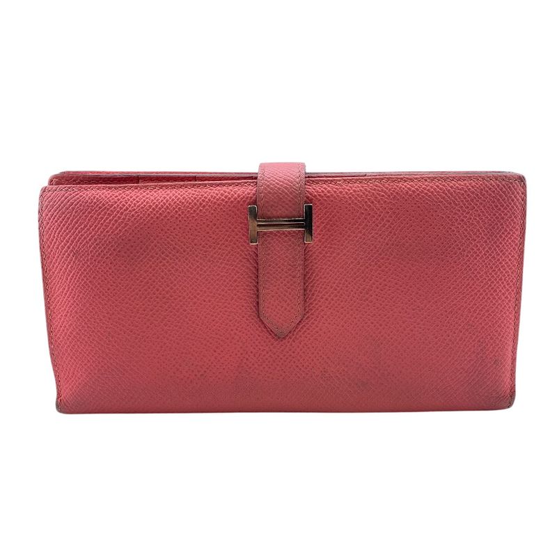 Hermes Bifold Bearn Souffle Long Wallet Pink Ladies