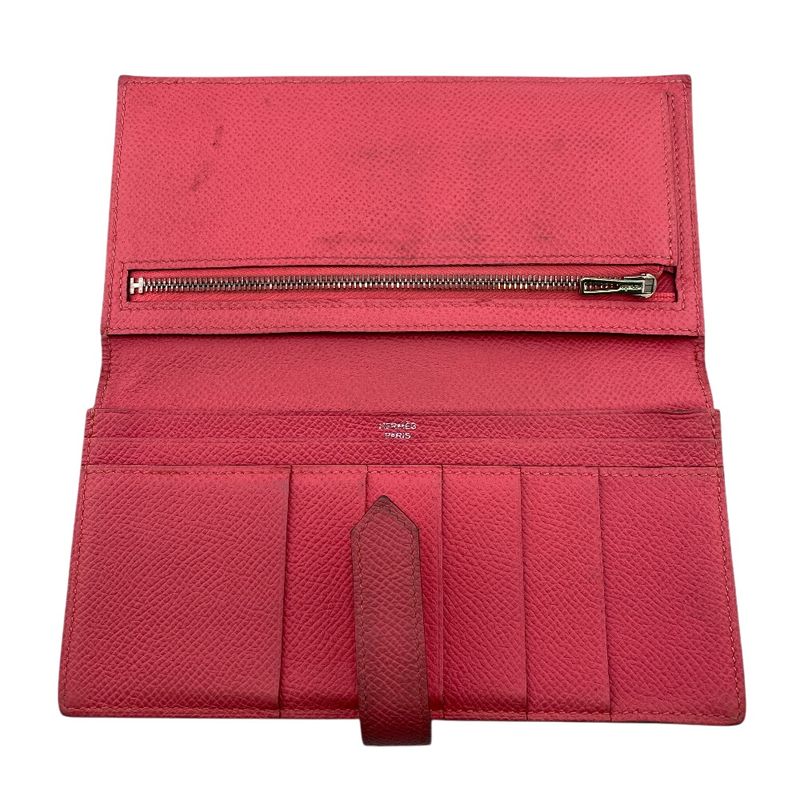 Hermes Bifold Bearn Souffle Long Wallet Pink Ladies