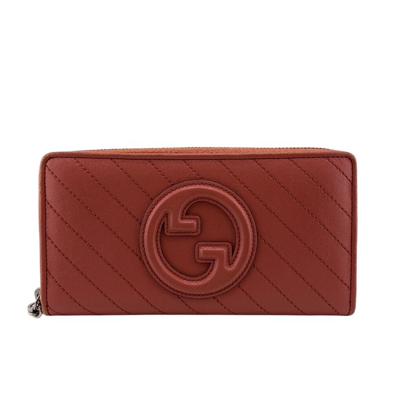 Gucci 760312 Round Zipper Long Wallet Pink Ladies