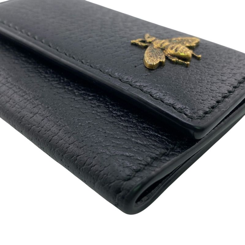 Gucci 523683 Animalier Metallic Ruby Key Case Black Unisex