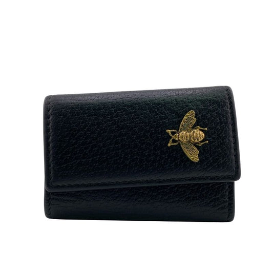 Gucci 523683 Animalier Metallic Ruby Key Case Black Unisex