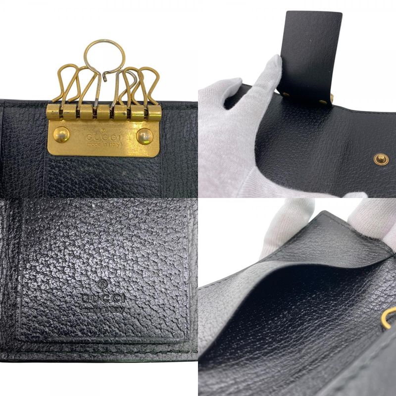 Gucci 523683 Animalier Metallic Ruby Key Case Black Unisex