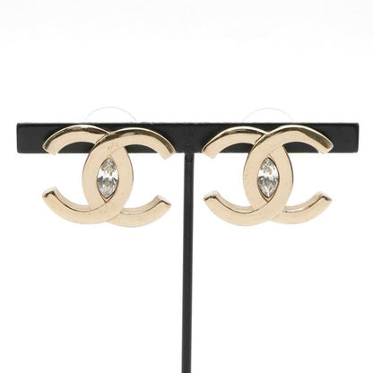 Chanel Earrings Earring Gold Coco Mark Rhinestone