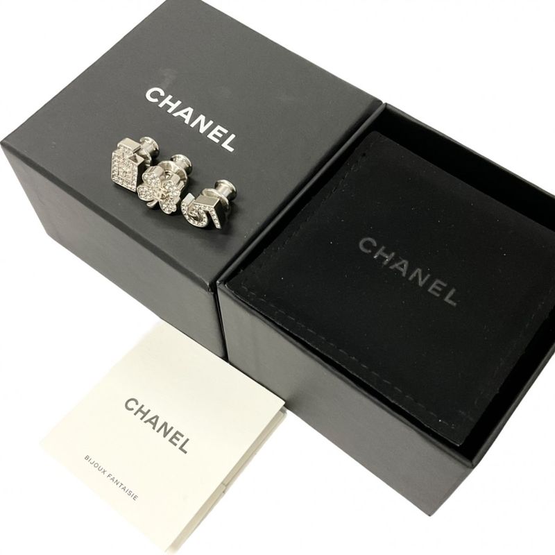 Chanel Brooch Corsage Silver 3 Piece Set Clover Bottle No.5 Coco Mark Pin