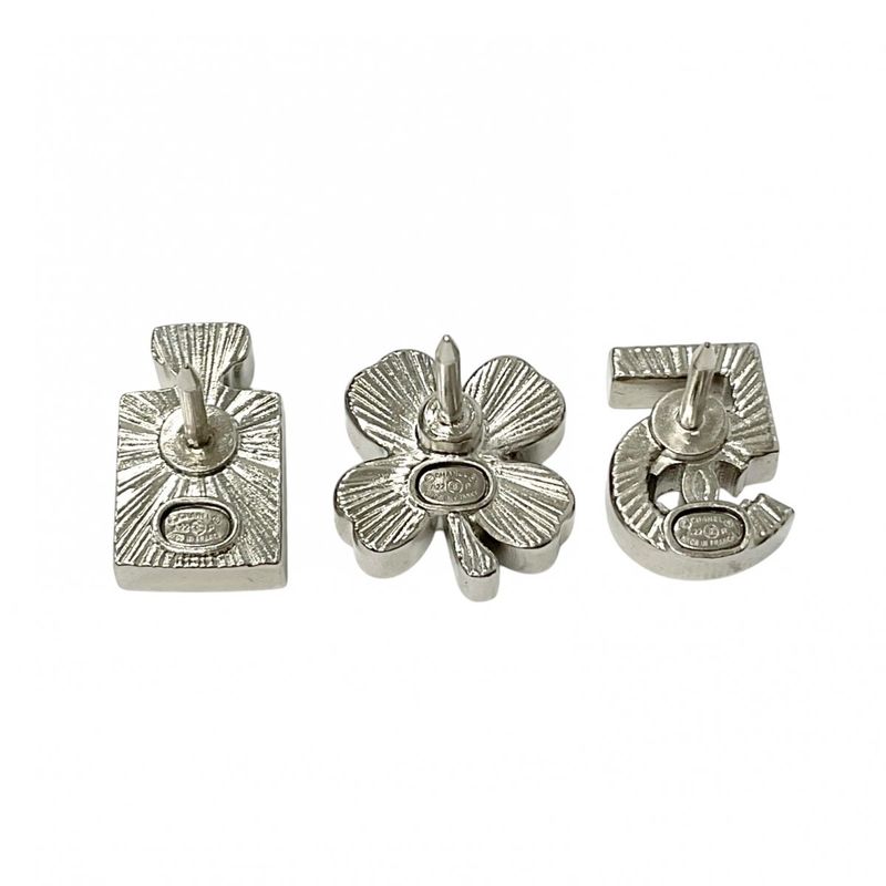 Chanel Brooch Corsage Silver 3 Piece Set Clover Bottle No.5 Coco Mark Pin