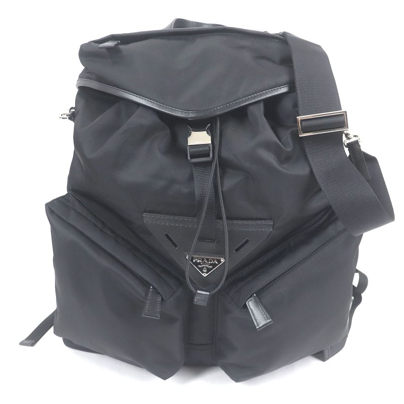 Prada 2vz108 Triangle Logo Re-nylon 2WAY Backpack Shoulder Bag Black Storage