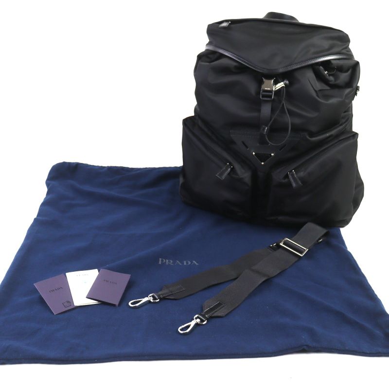 Prada 2vz108 Triangle Logo Re-nylon 2WAY Backpack Shoulder Bag Black Storage