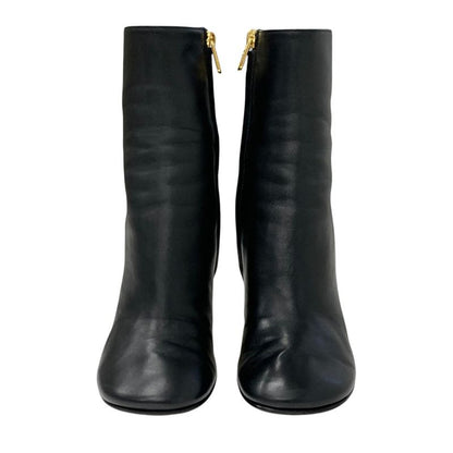 Fendi First Boots Short Boots Shoes Leather Black Gold F Logo