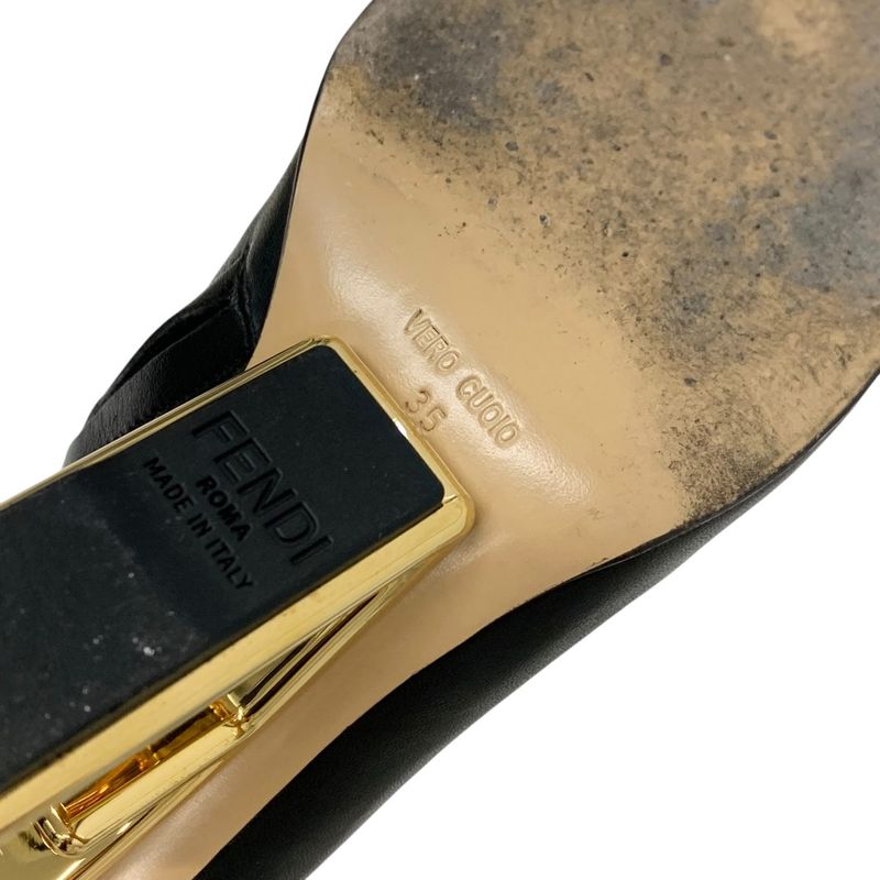 Fendi First Boots Short Boots Shoes Leather Black Gold F Logo