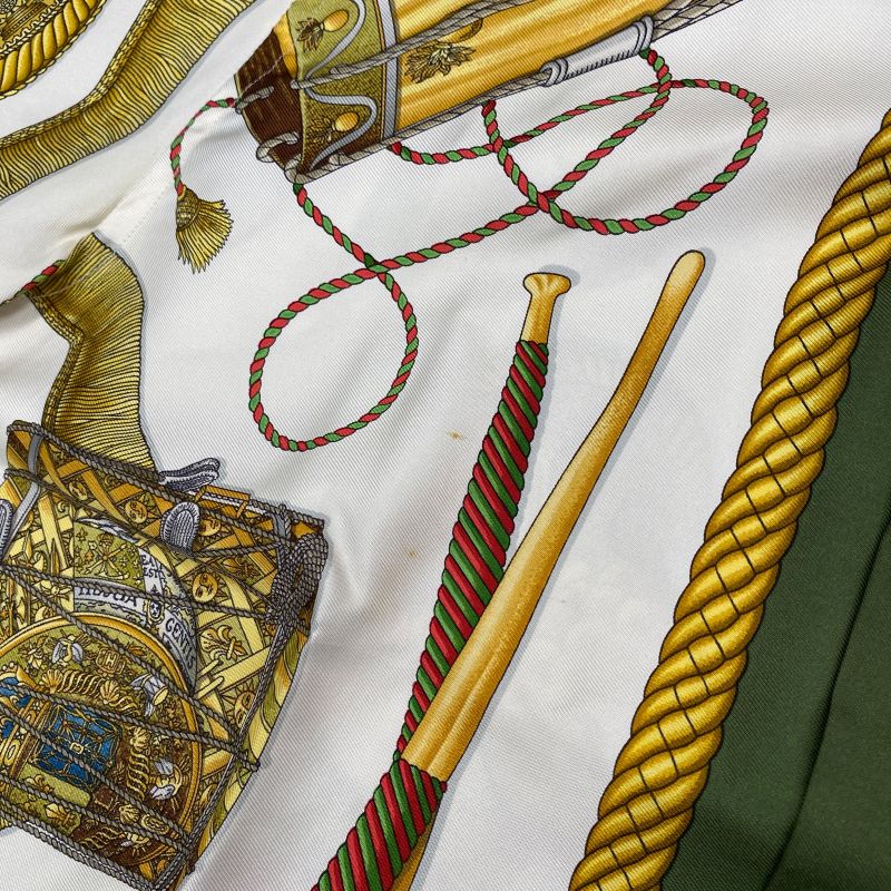 Em1148 Hermes Silk Shirt Green Long Sleeves Men's