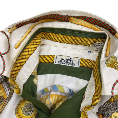 Em1148 Hermes Silk Shirt Green Long Sleeves Men's