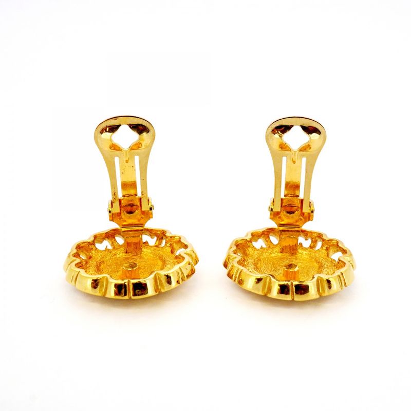 Christian Dior Earring CD Logo GP Plated Gold Ladies