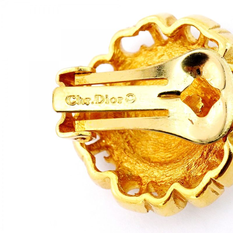 Christian Dior Earring CD Logo GP Plated Gold Ladies