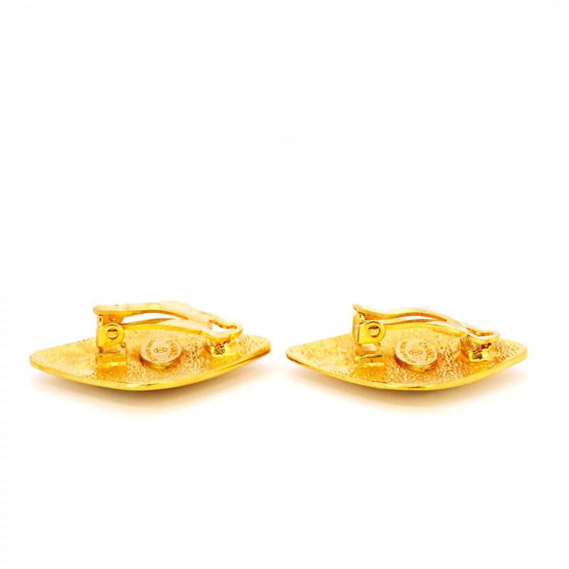 Chanel Earring Vintage Coco Mark Diamond Shape GP Plated Gold Ladies
