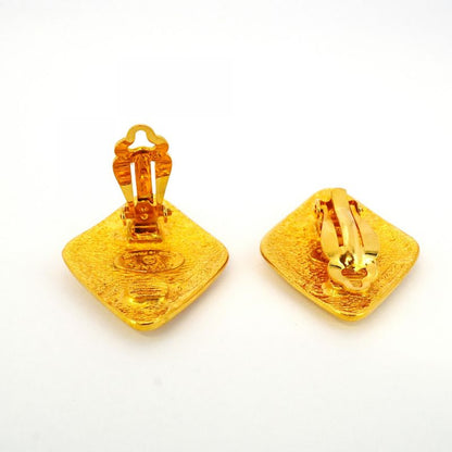 Chanel Earring Vintage Coco Mark Diamond Shape GP Plated Gold Ladies