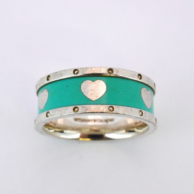 Tiffany & Co Ring Return To / Love Heart 925 Silver Blue #155 Ladies
