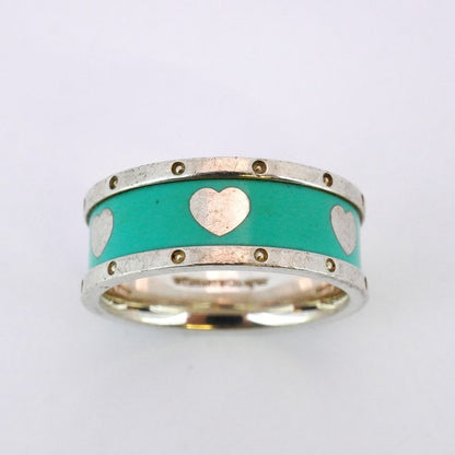 Tiffany & Co Ring Return To / Love Heart 925 Silver Blue #155 Ladies