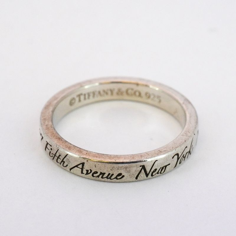 Tiffany & Co Ring Notes Narrow Silver 925 Size 8 Ladies