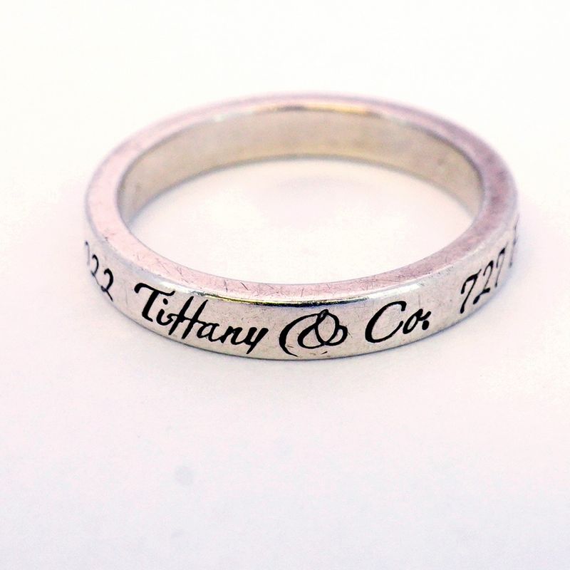 Tiffany & Co Ring Notes Narrow Silver 925 Size 8 Ladies