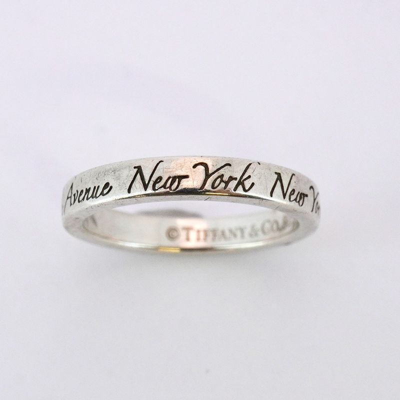 Tiffany & Co Ring Notes Narrow Silver 925 Size 8 Ladies
