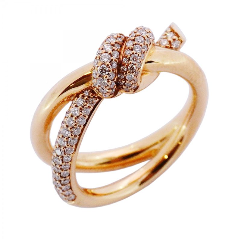 Tiffany & Co Ring Knot/double Row 18K Pink Gold Pink Gold Diamond 031ct 95