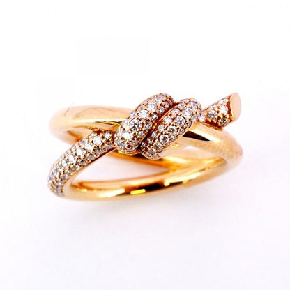 Tiffany & Co Ring Knot/double Row 18K Pink Gold Pink Gold Diamond 031ct 95