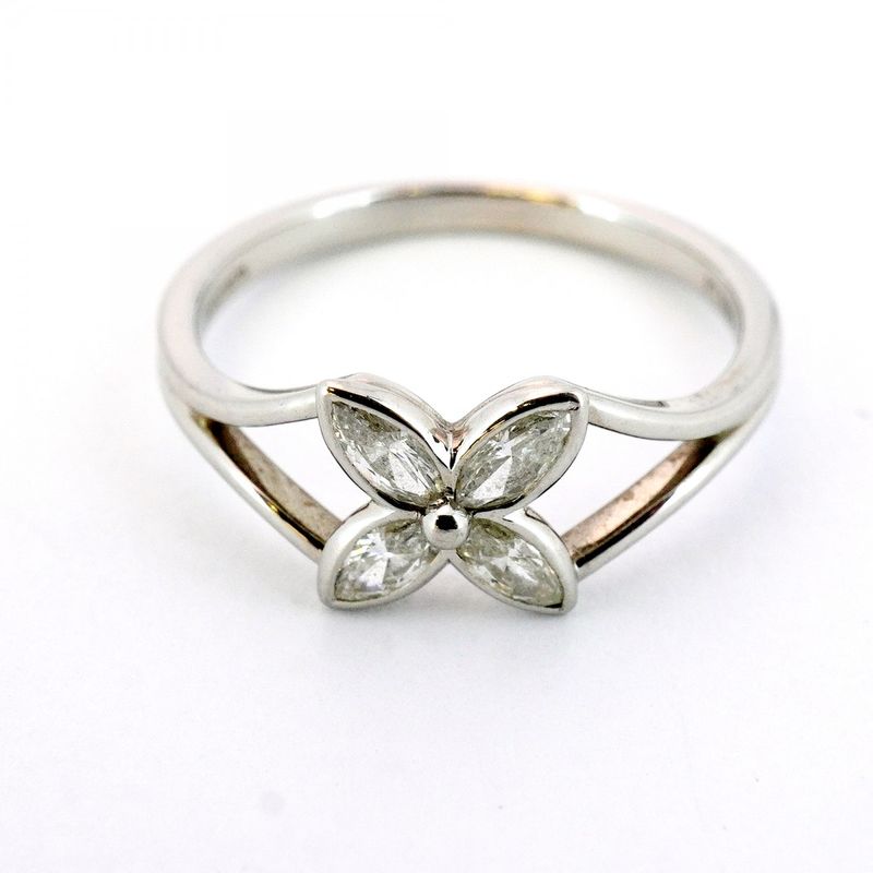 Tiffany & Co Ring Victoria 4PD Pt950 Platinum Diamond #9 Ladies