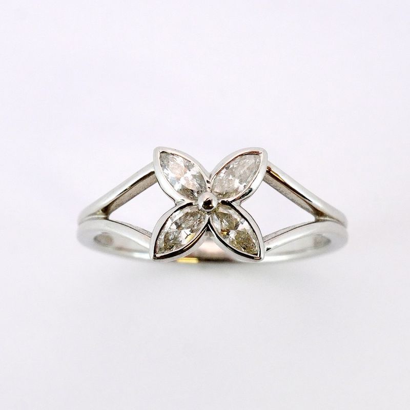 Tiffany & Co Ring Victoria 4PD Pt950 Platinum Diamond #9 Ladies