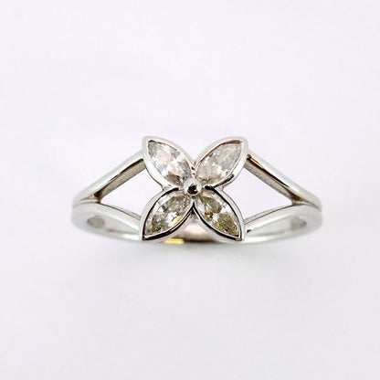 Tiffany & Co Ring Victoria 4PD Pt950 Platinum Diamond #9 Ladies