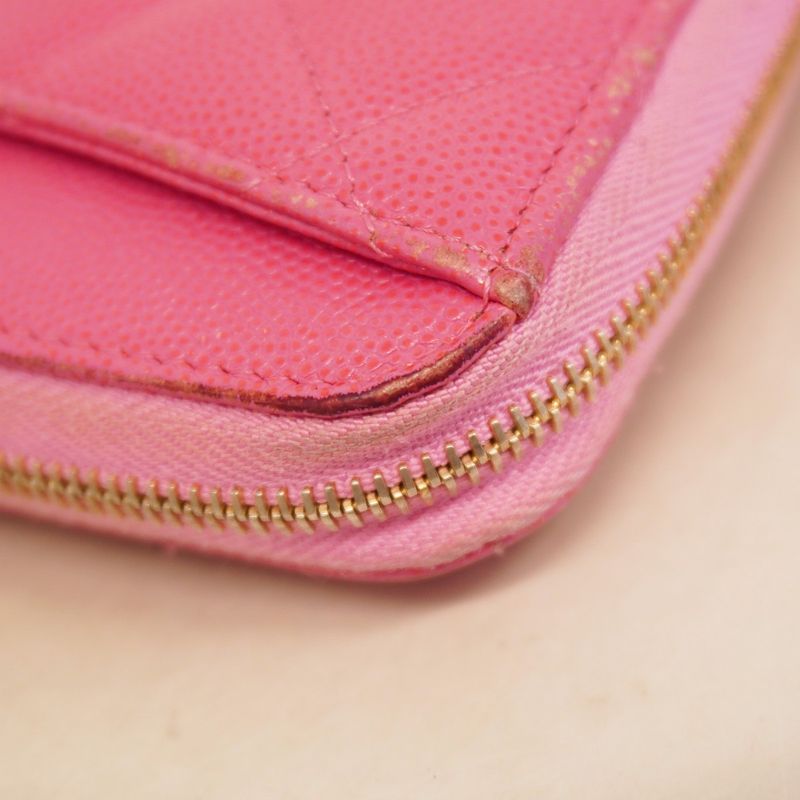 Chanel Long Wallet Matelasse Caviar Skin Pink Gold Hardware Women