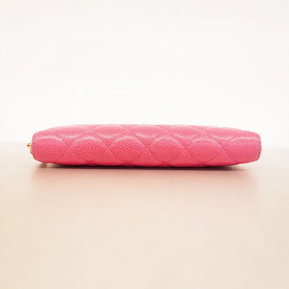 Chanel Long Wallet Matelasse Caviar Skin Pink Gold Hardware Women