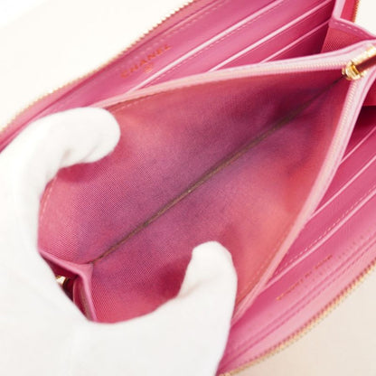 Chanel Long Wallet Matelasse Caviar Skin Pink Gold Hardware Women