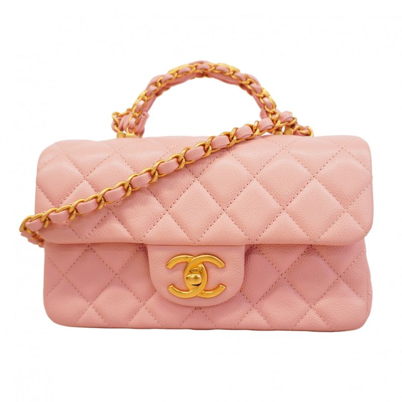 Chanel Handbag Matelasse Caviar Skin Pink Gold Hardware 2way Bag Ladies