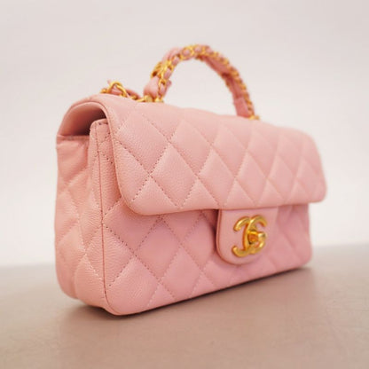 Chanel Handbag Matelasse Caviar Skin Pink Gold Hardware 2way Bag Ladies