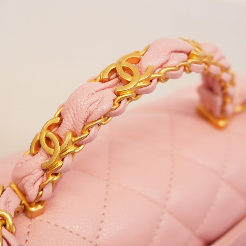 Chanel Handbag Matelasse Caviar Skin Pink Gold Hardware 2way Bag Ladies
