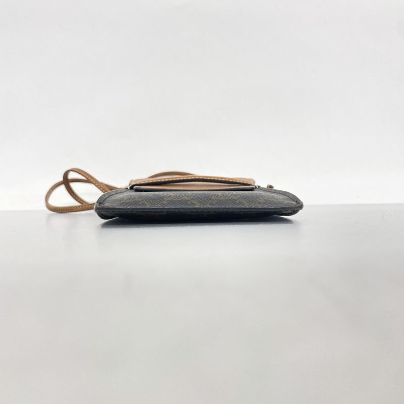 Celine Mobile Pouch Triomphe PVC Black Brown Women's