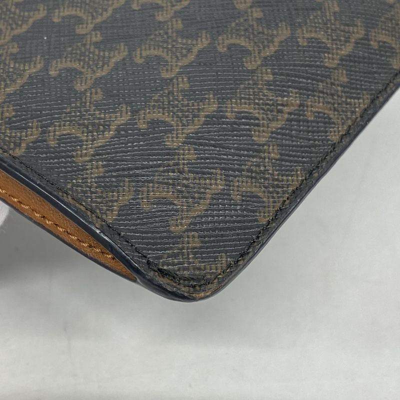 Celine Mobile Pouch Triomphe PVC Black Brown Women's