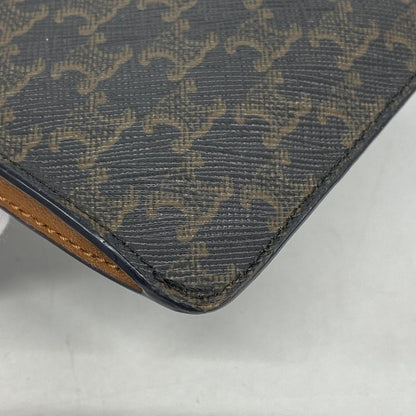 Celine Mobile Pouch Triomphe PVC Black Brown Women's