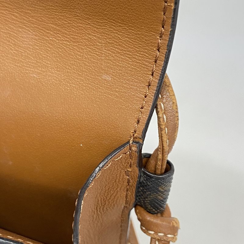 Celine Mobile Pouch Triomphe PVC Black Brown Women's