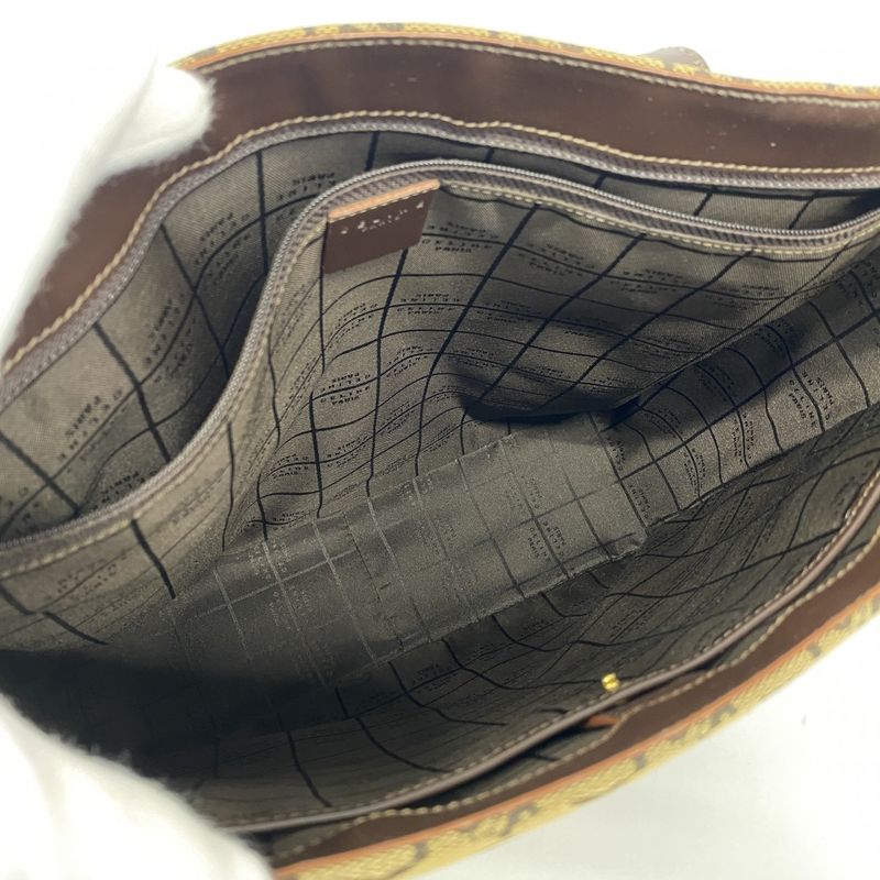 Celine Tote Bag C Macadam Canvas Beige Brown Gold Hardware Women's