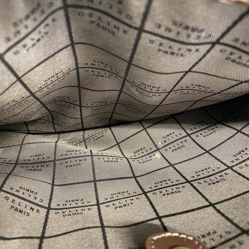 Celine Tote Bag C Macadam Canvas Beige Brown Gold Hardware Women's