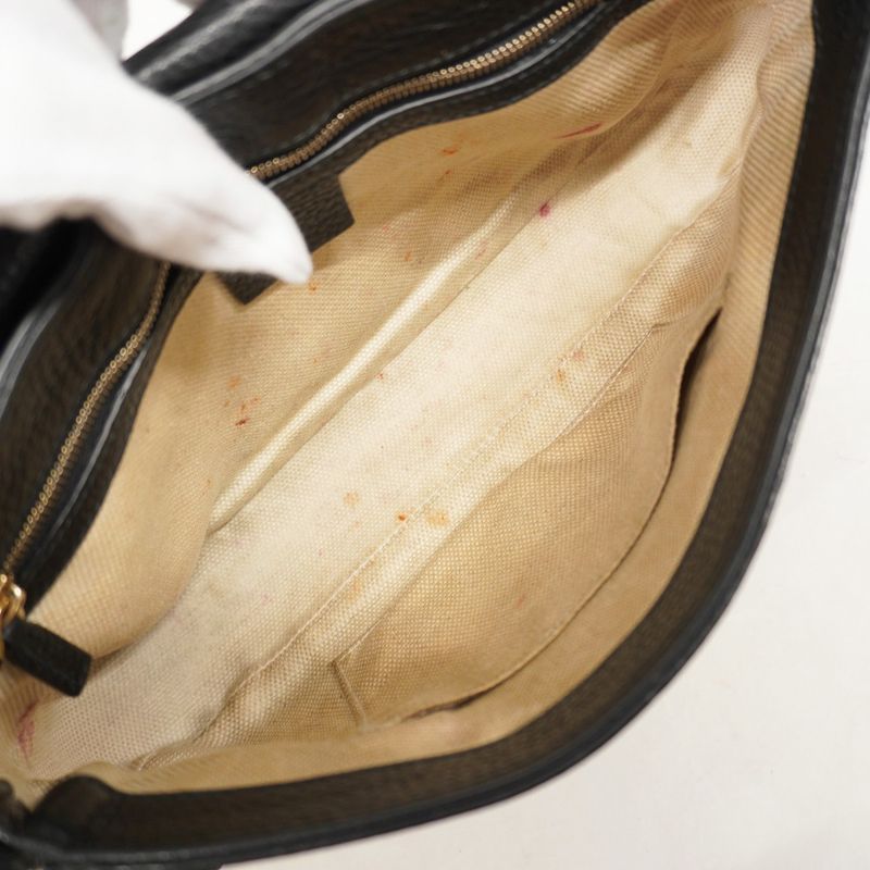 Gucci Shoulder Bag Soho Interlocking G 5363224 Leather Black Chien Pan Gold